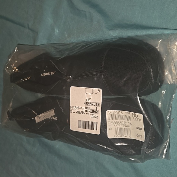 SEALED Black Zipper Up Shoes From Lands End - Picture 1 of 5